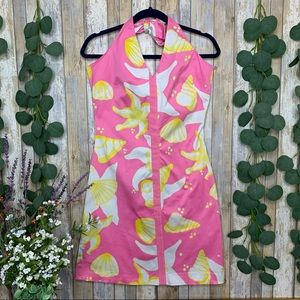TIBI Starfish Shell Print Halter A-line Dress